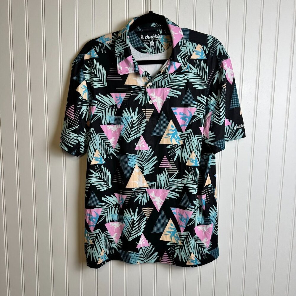 Chubbies Black Patterned Performance Polo Short S… - image 2